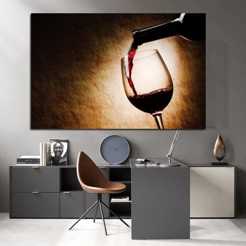 Red Wine Glass Oil Painting Prints Poster Modern Canvas Art Bar Restaurant Kitchen Wall Decoration Dinning Living Room Decor
