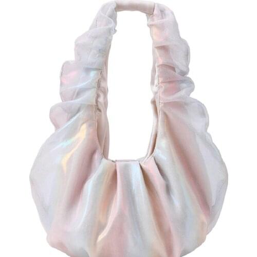 Summer new style colorful fold mesh handbag banquet dress all-match one-shoulder underarm bag fashion female bag