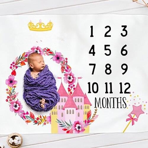 Lychee Castle Crown Milestone Blanket Monthly Growth Blankets Photography Props Background Blanket