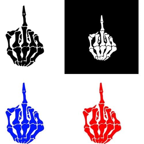 Hot Reflective SKULL Middle Finger Car Stickers and Decal Car Window Decorative for Window Trunk Vinyl Styling KK PVC15*10cm