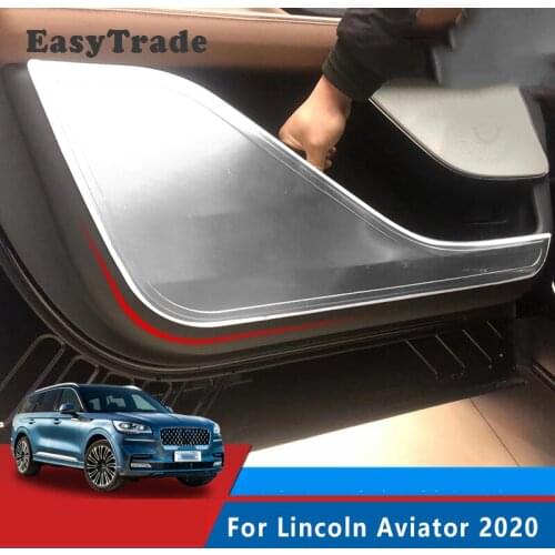 Stainless Steel Car Interior Door Anti Scratch Interior Door Protective Sticker 4 Pcs For Lincoln Aviator 2020 2021 Accessories