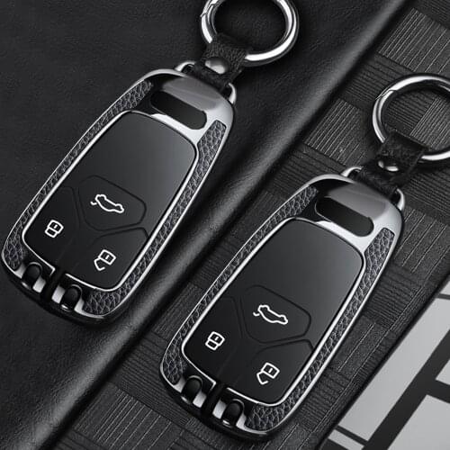 New Alloy Metal Car Key Fob Key Case Cover Keychain For AUDI A4 B9 Q5 Q7 TT TTS 8S 2016 2017 Car Smart Remote Car Accessories