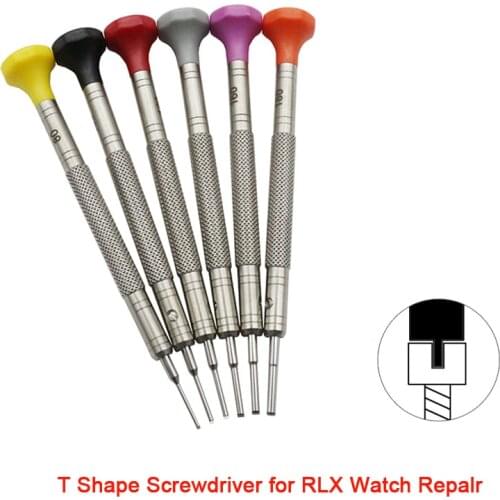 6pcs/lot Assort Size Watch Screwdriver High End T Type Watch Movement Screw driver Tools kit for Rlx Watch Repair