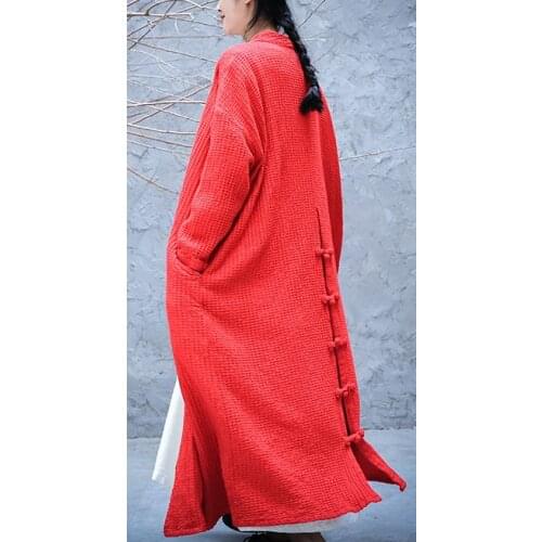 High quality women Spring&Autumn Cotton&linen lay meditation coat robe kung fu zen hanfu tang suit red/beige