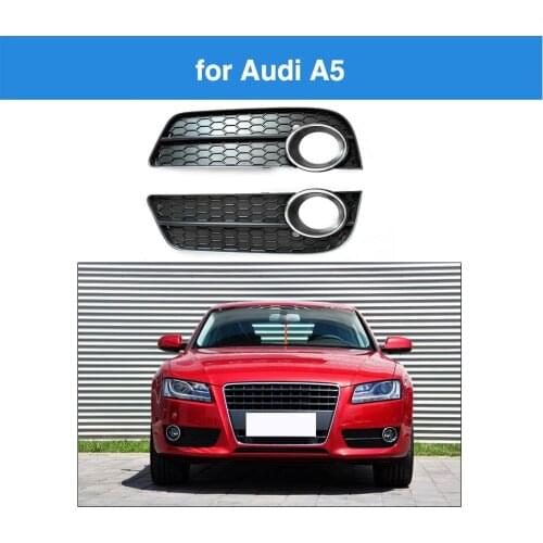 A Pair Front Bumper Fog Light Lamp Cover For Audi A5 Racing Grille Grill Cover For Audi A5 Chrome Trim 2009 2010 2011