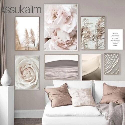 Desert Landscape Canvas Painting Reed Flower Picture Print Nordic Natural Poster Living Room Scandinavian Home Wall Decoration