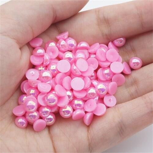 1000/500pcs 2-5mm and Mixed Size Light Rose AB Glue on ABS Imitation Half Round Pearls Resin Flatback Beads Craft Jewelry Making