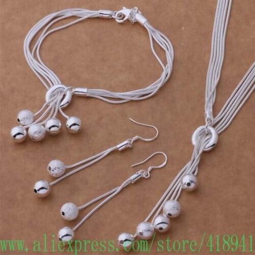 Silver Plated Jewelry Sets Bracelet 011 + Necklace 494 + Earring 323 /egoamxva bhqajyxa AS272