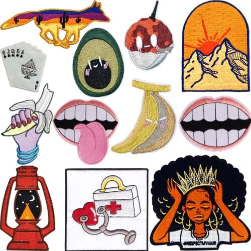 Multiple styles Patch Embroidery Patches On Clothes Iron On Patches For Clothing Sexy Lips Patches For Clothes Animal Stickers