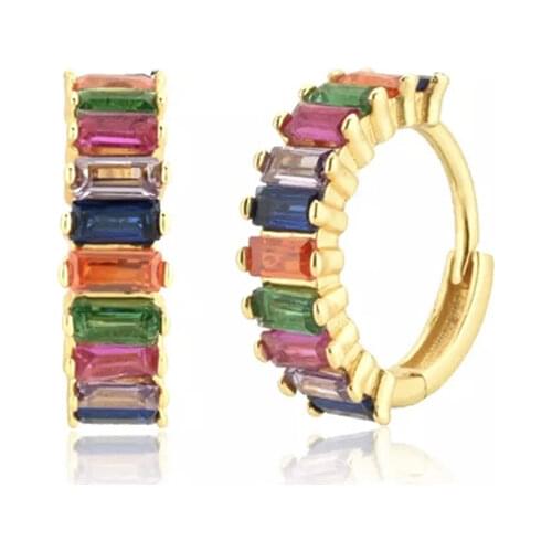 Aide Pendientes Plata 925 Silver Earrings for Women Huggies Colorful Earring Prevent Allergy Circle Earrings Fine Jewelry Gifts