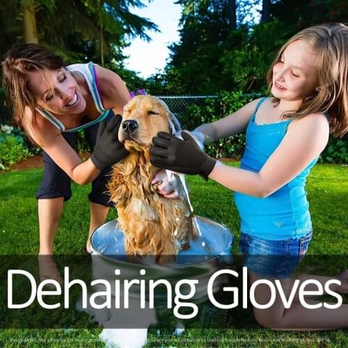 Dog Pet Grooming Glove Silicone Cats Brush Comb Deshedding Hair Gloves Dogs Bath Cleaning Supplies Animal Combs by PROSTORMER