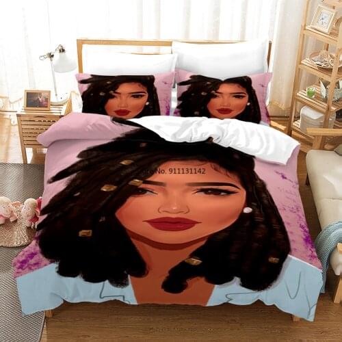 Modern Beautiful Sexy African Women Bedding Set 3D Digital Print Down Quilt Pillowcase King Queen Oversize Bedding Home Textile