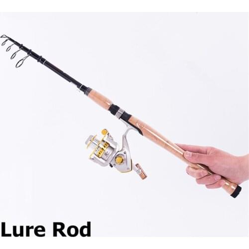 Lure Fishing Rod Reel Combo Full Kit Telescopic Fishing Rod Spinning Reel Set with Hooks Lures Barrel Swivels Storage Bag