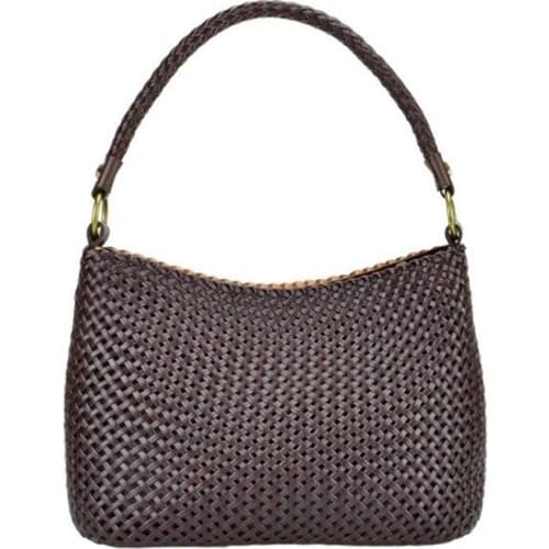100% Genuine Leather fashion atmosphere star moon bag woven bag design personality shoulder bag fashion contrast color woven