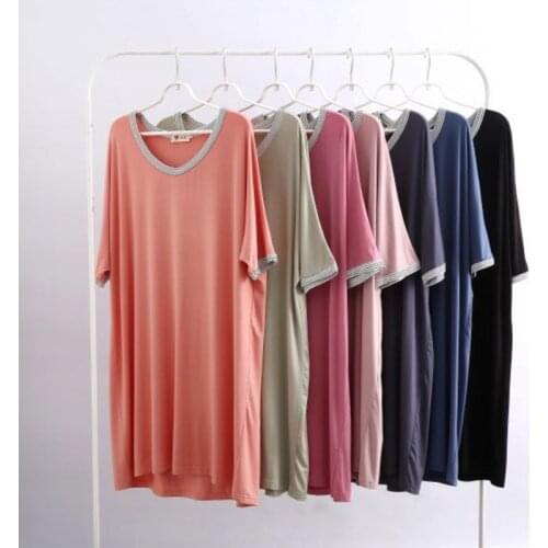 Loose Big Size Nightgowns For Women New Short Sleeve Summer Night Dress Modal Comfortable Sleep Nightshirt Ladies Sleepshirt