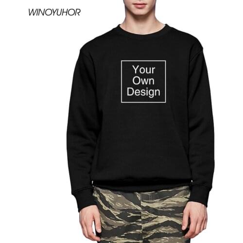Customized Text Logo Print Sweatshirts Mens Winter Long Sleeve Fleece Hoodies DIY Your Own Design Sportwear Tops Homme