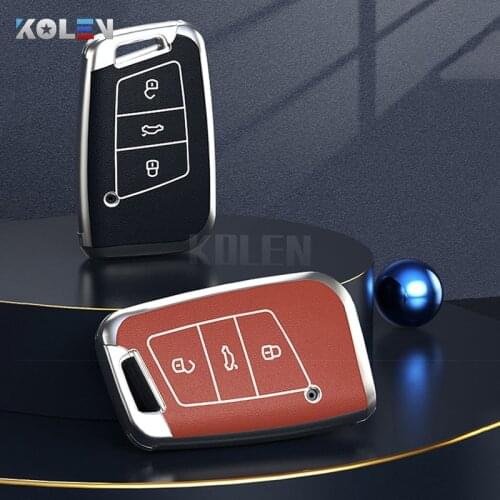 Tpu Leather Car Key Case Cover Protector Fob For VW Volkswagen Passat B8 Magotan Golf For Skoda Kodiaq Superb A7 Accessories