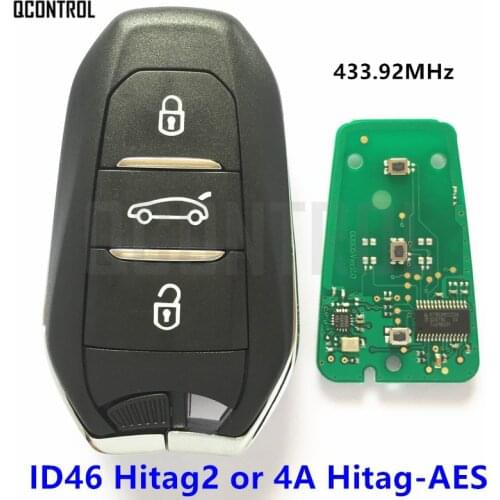 QCONTROL Remote Smart Car Key for Peugeot 208 308 508 3008 5008 Traveller Expert 433MHz 434MHz Keyless-Go