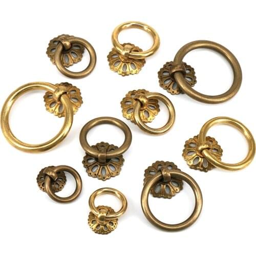 1 Pc Vintage Furniture Cabinet Pulls Knobs Drawer Drop Ring Pull Bronze/Brass Kitchen Cupboard Closet Door Handle