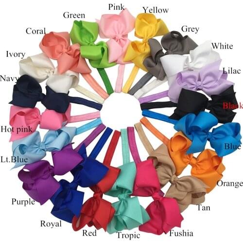 XIMA 20pcs/lot Big Hair Ribbon Bows 6''Glued With Elastic Headbands Hair Accessories