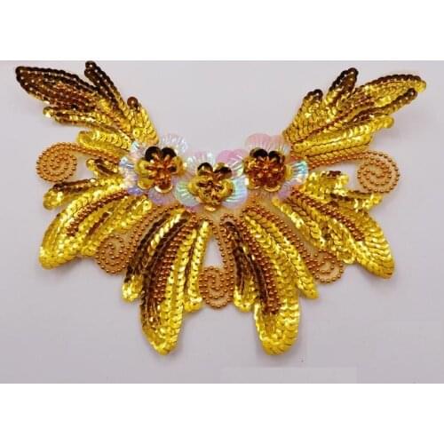 YACKALASI 10 Pcs 3D Flower Sequined Lace Collar Trims Beaded Costume Dance Hair Accessory Cosplay Accessories Corsage 24cm*15cm