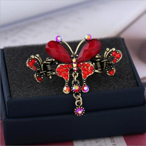 Tassel Hair Clips Girls Braided Hair Clip Styling Tools Hair Accessories Hairpins Fashion Crystal Butterflies Barrette T1481