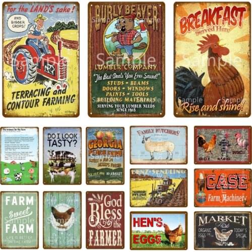 Family Chicken Vintage Metal Signs Fresh Eggs Farm Decor Tin Signs Pub Plates Metal Crafts Painting Plaques Art Poster YL027