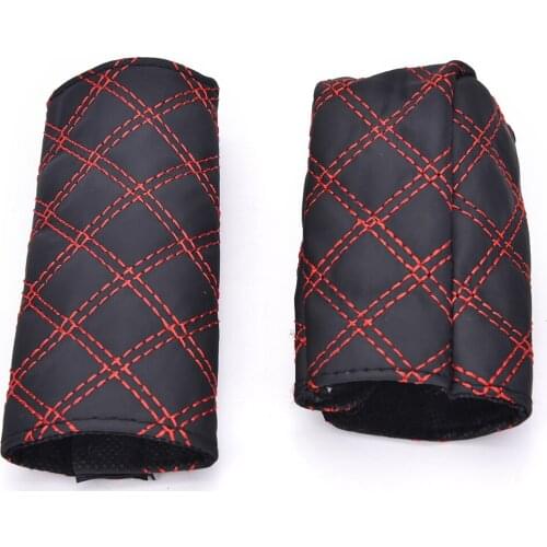 1Set/2pcs DIY Universal Grid Microfiber Auto Car Decoration Gear Set Hand Brake Case Holder Protectors