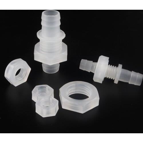 10Pcs 8~12mm M14~M16 Thread PP Straight Connectors Aquarium Fish Tank Plastic Pagoda Joints Food Grade Air Pump Hose Nut Adapter