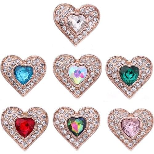 5pcs/lot New 18mm Snap Buttons Jewelry Rhinestone Mixed Heart Flower Snap Button Bracelet Necklace Ginger Charms Jewelry