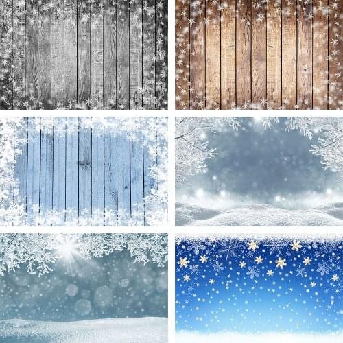 Avezano Winter Christmas Photography Backdrops Snow Snowflake Wood Board Baby Portrait Party Photo Background Photocall Studio