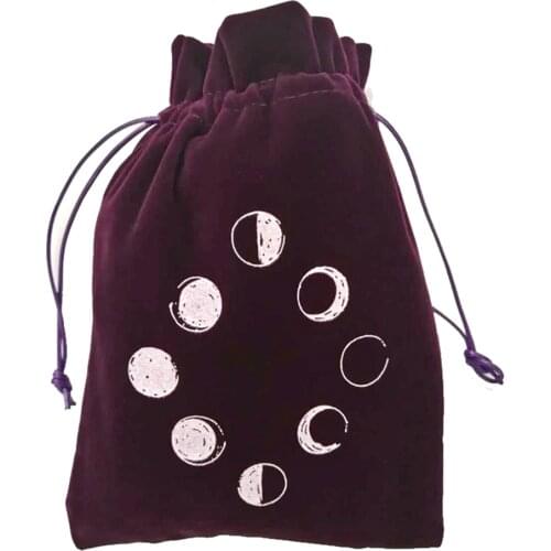 Velvet Tarot Storage Bag Moon Phase Tarot Card Divination Bag Board Game Drawstring Package Witchcraft Supplies Altar Tarot Box