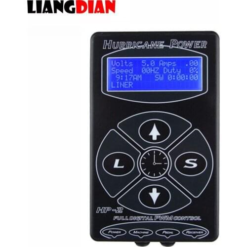 1 Set Professional Black HP-2 Hurricane Tattoo Digital Dual LCD Display Power Supply Tattoo Supplies Set Accessories