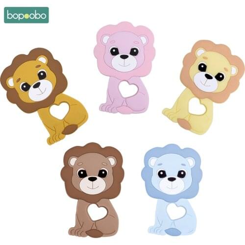 Bopoobo 1pc Silicone Teething Beads Baby Teether Food Grade Lion Bead DIY Chewable Toys Nursing Teething Pendant Baby Products