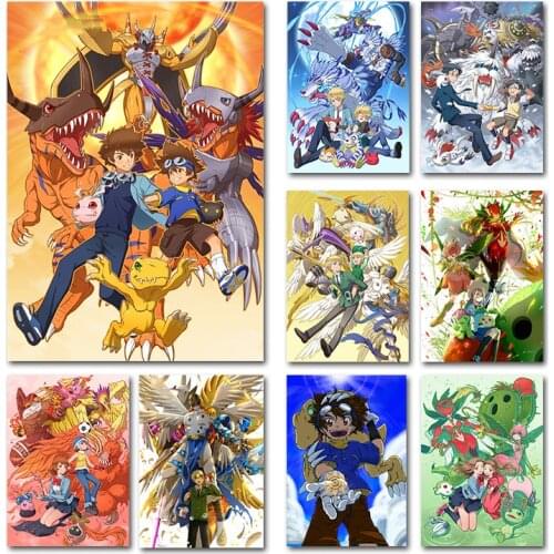 Digital Monster Poster Popular Classic Japanese Anime Home Decor Canvas Painting Picture Print Wall Art Room Decoration Cudros