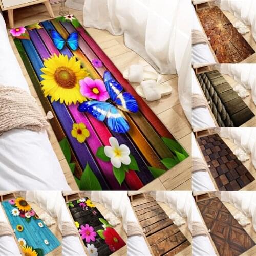 Wood Pattern Kitchen Mat Entrance Doormat Hallway Floor Decoration Bedroom Carpet Bathroom Anti-Slip Rug Area Rug for Bedroom