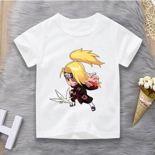 Bandai Naruto T-shirt Kids Boys Akatsuki Character Clothes Super Hero Cotton Casual Clothes 2021 Summer Clothing T-shirt for Boy