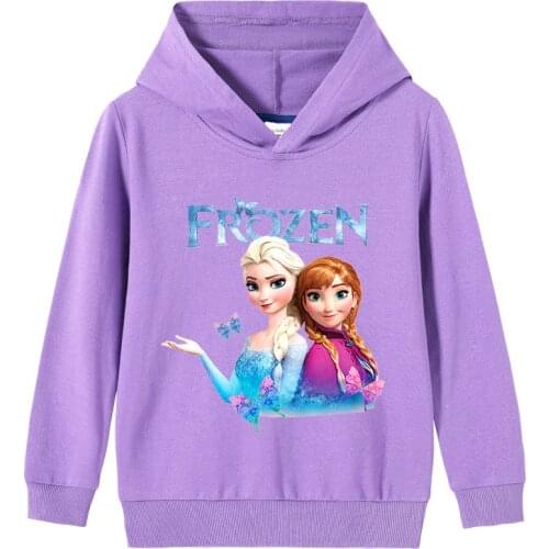 Disney Frozen Children Clothes Cartoon Elsa Anna Princess Print Hoodies Girl Sweatshirt Kid Long Sleeve T-Shirt Hooded