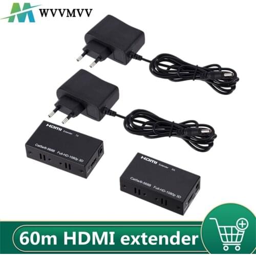 HDMI-compatible Extender Cat5e Cat 6 Ethernet IP TCP signal HDMI to Lan Converter 1080p 3D HDMI Transmitter Receiver TX RX 60M