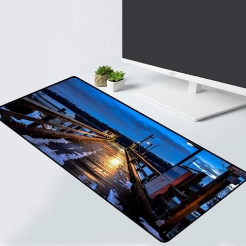 XGZ Gaming Mouse Pad Harbor Night View Pattern Computer Notebook Office Keyboard Game Console Accessories Mouse Pad Desk Mat
