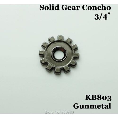 KB803) 10pc 3/4" (2.0 cm) Solid Gear Steampunk Bezel Concho Leathercraft Gunmetal