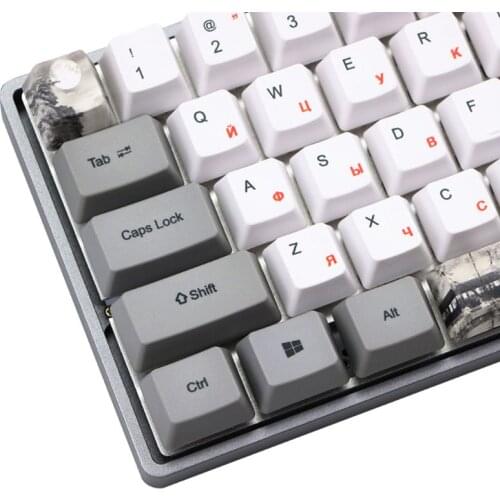 73 key Ink Dye-Sublimation Keyboard Keycaps PBT OEM Profile Russian Keycap GH60 37MC