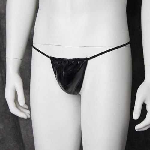 Easy Wear erotic Men Leather Pouch G Strings Sissy Black Thong Breathable Underwear