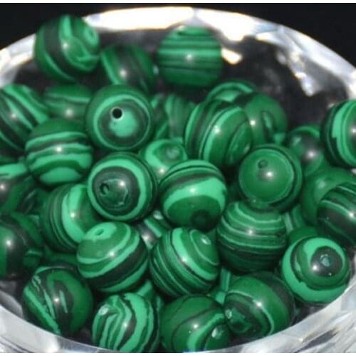 Fashion Green Synthesis Peacock Round Beads DIY Loose Bead for Jewelry Making Bracelet Necklace 4/6/8/10 Mm