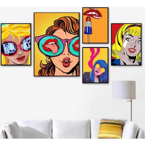 Fashion Colorful Sexy Cool Girls Lips Wall Art Print Poster Nordic Abstract Lipstick Canvas Pictures For Living Room Home Decor
