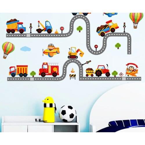 Highway Cartoon Wall sticker Stickers for Kids Baby Nursery Childrens Play Room decoration Bedroom Home Decor Mural Art Decals