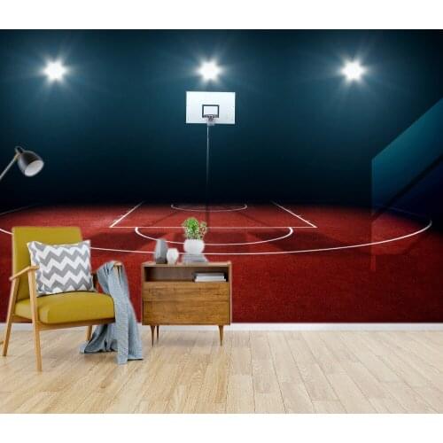 3D Photo Mural Basketball stadium Wall Removable Wall Papers Kids Self-adhesive Vinyl Wall Sticker Art Home Decor Mural