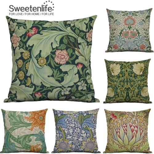 Sweetenlife 50cm x 50cm Cushion Cover Retro Style Decorative Pillow Cover Plant Vine Pattern Cushion Home Decor Drop Shipping