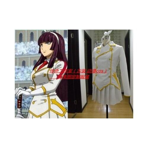 2016 New Custom Made Fairy Tail Cosplay white Kagura Mikaziqi Costume set for menwomenkids for party