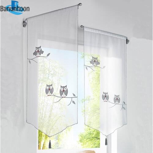 New Arrival Curtains Roman Short For Kitchen Sheer For Finished Tulle Drapes Window Treatments Embroidered Voile